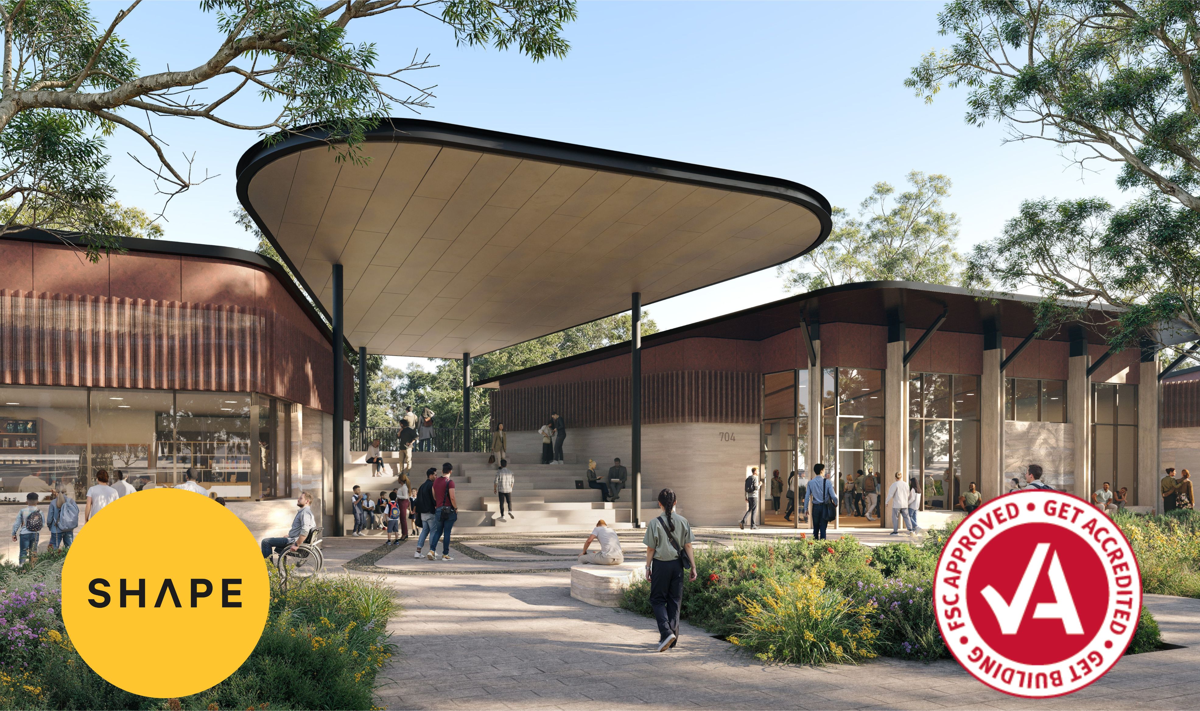 Image of Harry Butler Science centre with Shape logo in bottom left corner and OFSC tick logo in bottom right corner